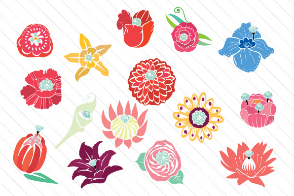 Download Big Handdrawn Flowers with Bling - Flowers Collection