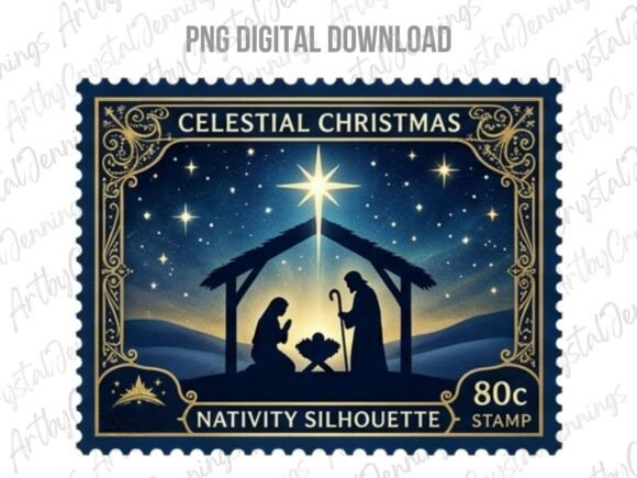 Download Celestial Nativity Christmas Stamp PNG - Christmas stamp Collection