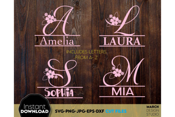 Download Alphabet Split Monogram Bundle Letters with Flowers - Flowers Collection