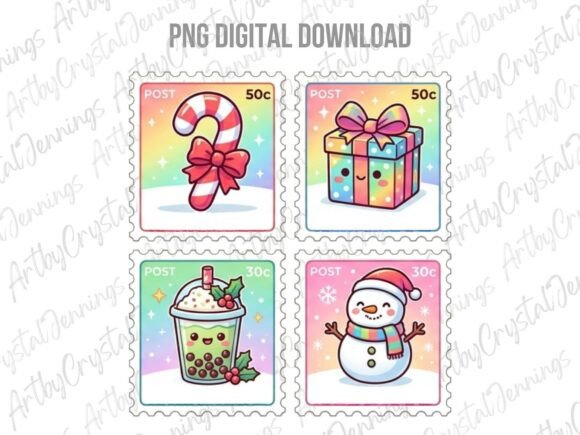 Download Kawaii Christmas Stamp Clipart PNG - Christmas stamp Collection