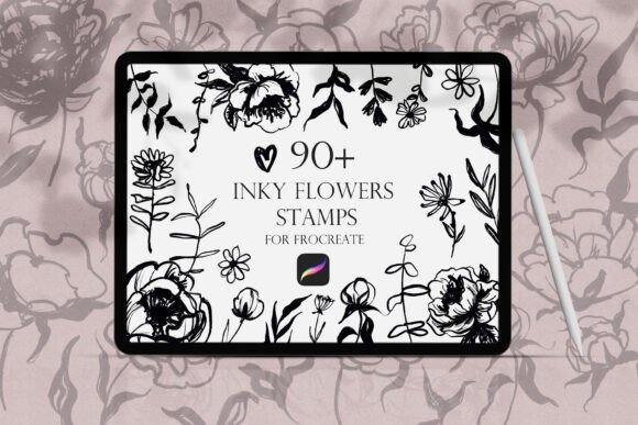 Download Inky Flowers Doodle Stamps Procreate - Flowers Collection